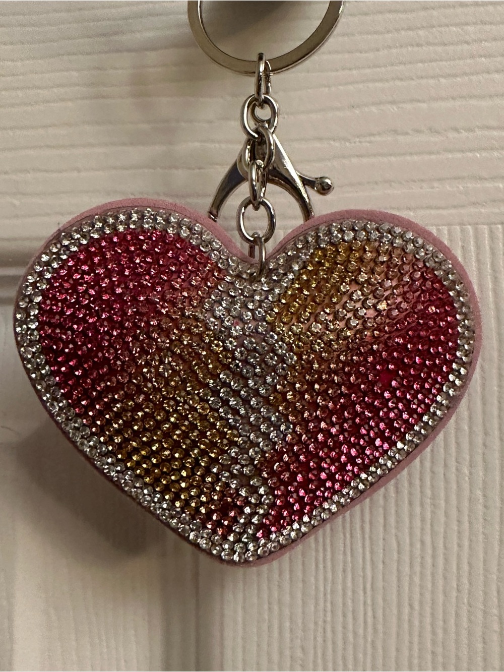 Crystal Heart Mini Bag Charm in Pink and Gold